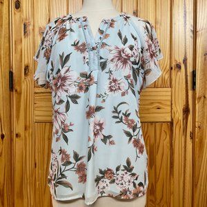 My Danille. NWT. Bell sleeve satiny v-neck.